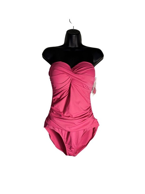 Anne Cole Other - Anne Cole Pink Ruched Strapless (straps included) One-Piece Swimsuit Size 12